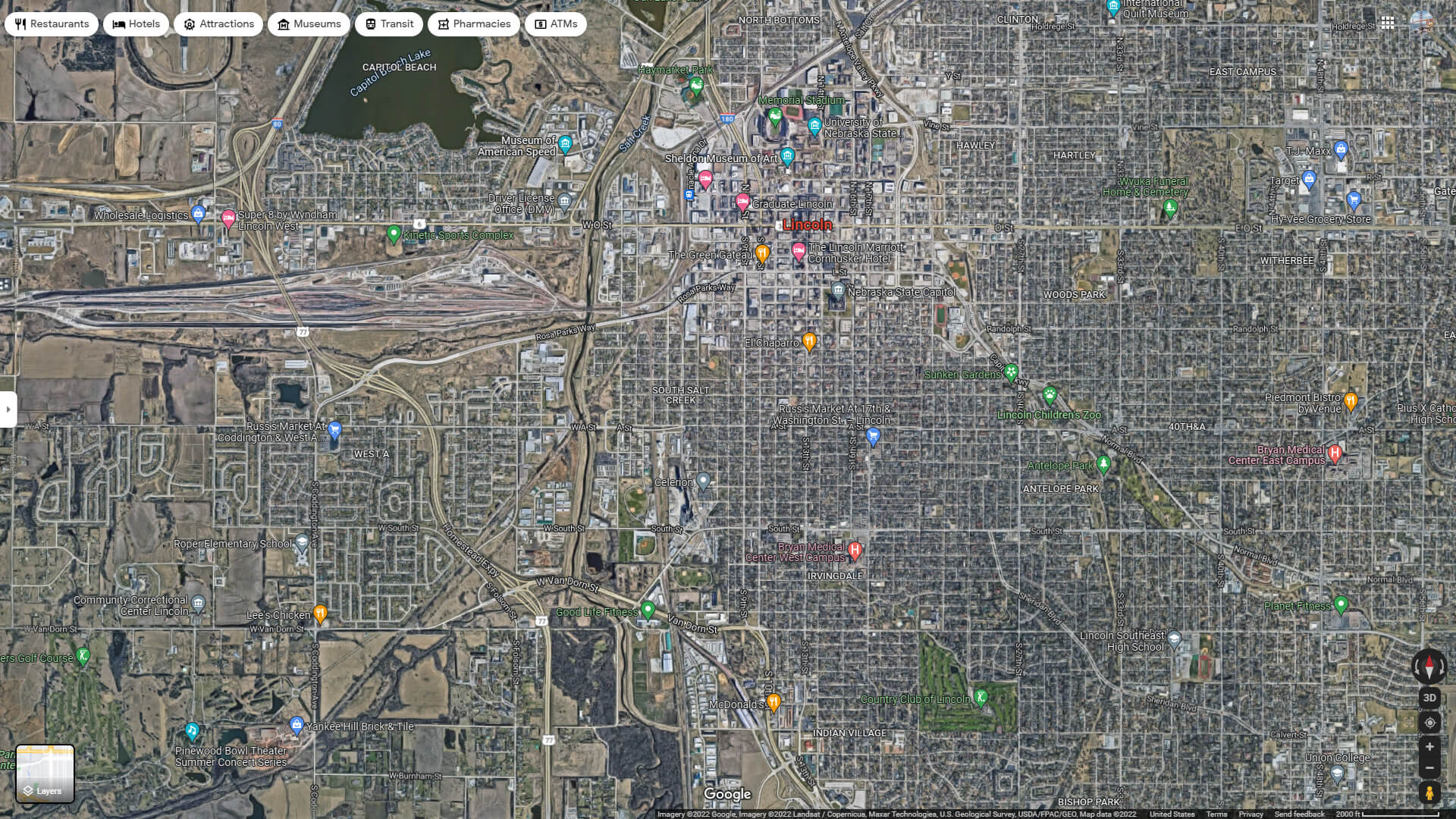 Lincoln Aerial Map Nebraska